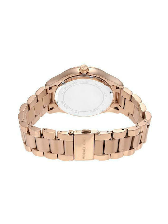 Michael Kors Layton Rose Gold Dial Rose Gold Steel Strap Watch for Women - MK6395 Buy Now By Michael Kors