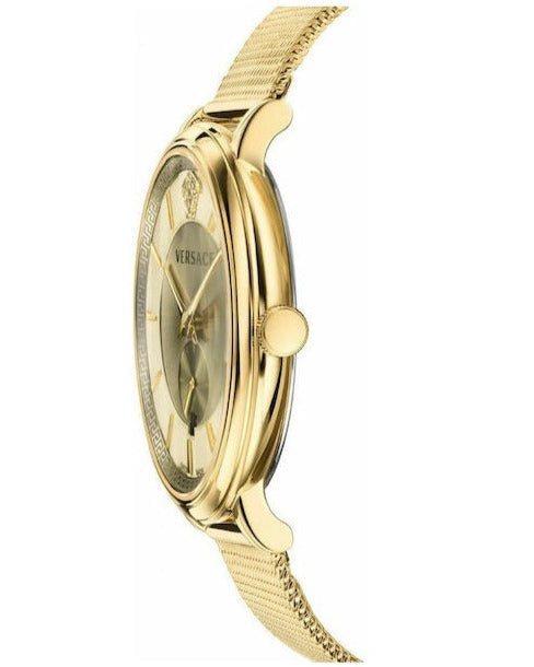 Versace V Circle Quartz Gold Dial Gold Mesh Bracelet Watch For Men - VBQ070017 Buy Now By Versace