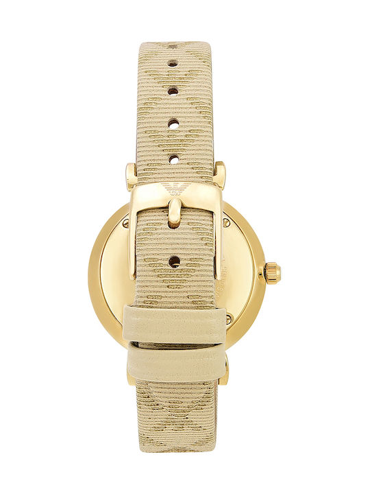 Emporio Armani Gianni T Bar Analog Silver Dial Beige Leather Strap Watch For Women - AR11127 Buy Now By Emporio Armani