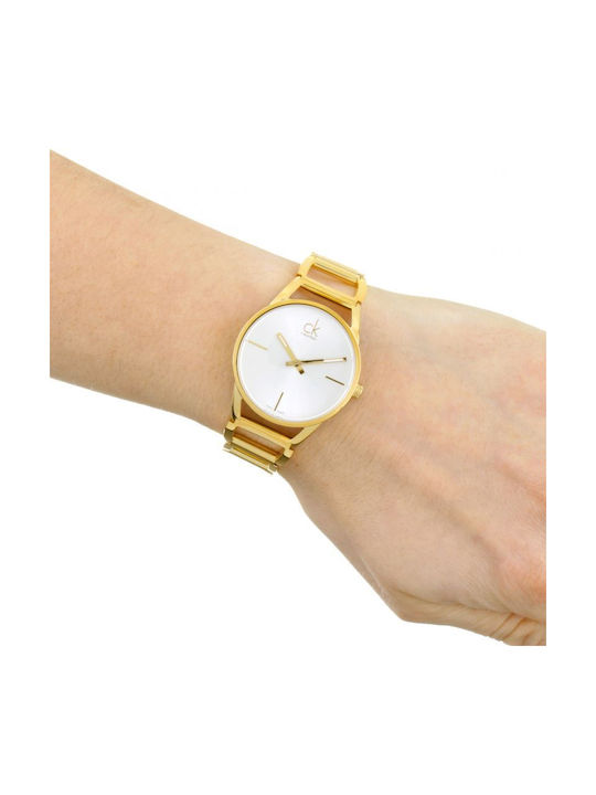 Calvin Klein Stately White Dial Gold Steel Strap Watch for Women - K3G2352W Buy Now By Calvin Klein
