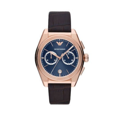 Emporio Armani Federico Chronograph Blue Dial Brown Leather Strap Watch For Men - AR11563 Buy Now By Emporio Armani