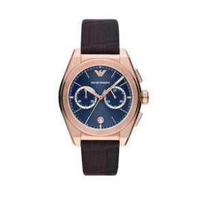 Emporio Armani Federico Chronograph Blue Dial Brown Leather Strap Watch For Men - AR11563 Buy Now By Emporio Armani