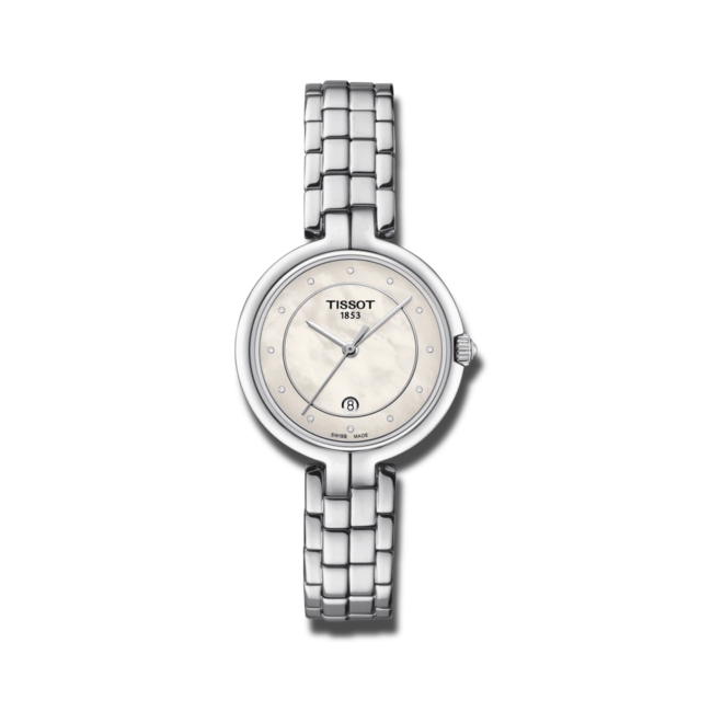 Tissot T Lady Flamingo Diamonds White Dial Silver Steel Strap Watch For Women - T094.210.11.116.01 Buy Now By Tissot