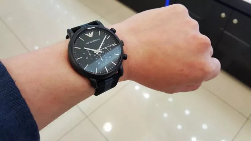 Emporio Armani Luigi Chronograph Quartz Black Dial Two Tone Nylon Strap Watch For Men - AR1948 Buy Now By Emporio Armani