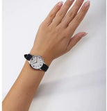 Emporio Armani Kappa White Mother of Pearl Dial Black Leather Strap Watch For Women - AR2509 Buy Now By Emporio Armani