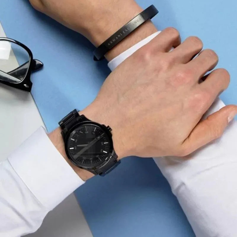 Armani Exchange Hampton Black Dial Black Steel Strap Watch For Men - AX7101 Buy Now By Armani Exchange