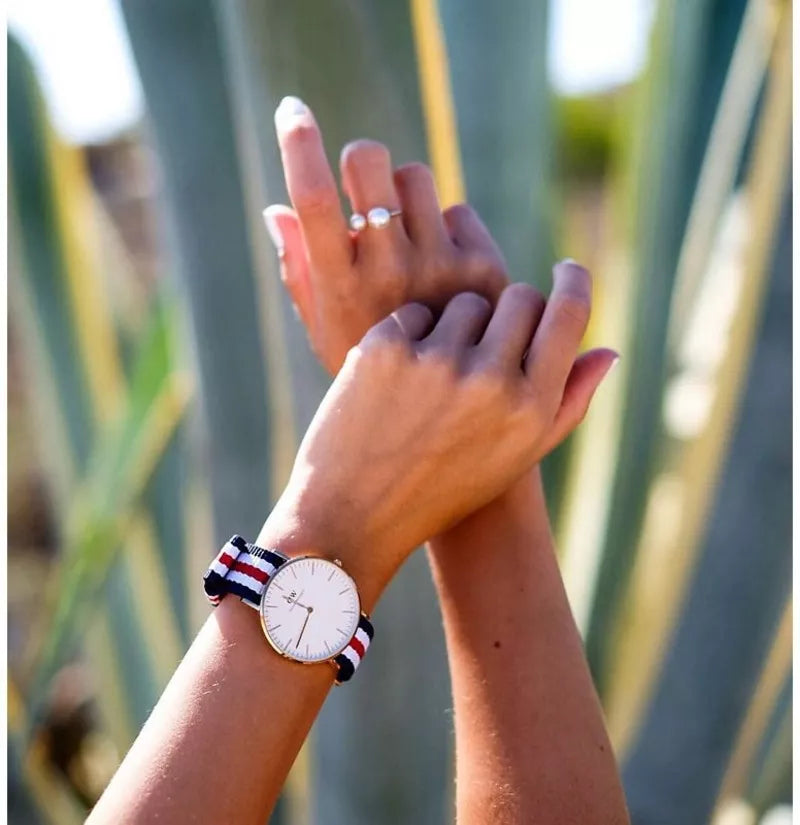 Daniel Wellington Classic Canterbury White Dial Two Tone NATO Strap Watch For Women - DW00100030 Buy Now By Daniel Wellington