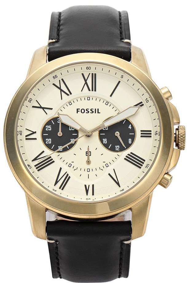 Fossil Grant Chronograph White Dial Black Leather Strap Watch for Men - FS5272 Buy Now By Fossil