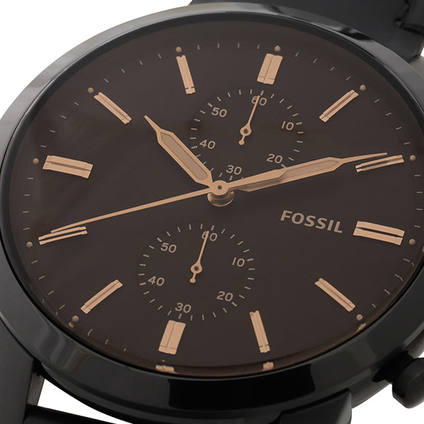 Fossil Goodwin Chronograph Black Dial Black Leather Strap Watch for Men - FS5585 Buy Now By Fossil