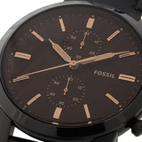 Fossil Goodwin Chronograph Black Dial Black Leather Strap Watch for Men - FS5585 Buy Now By Fossil