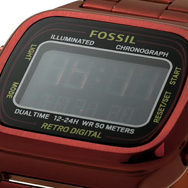 Fossil Retro Analog-Digital Black Dial Red Steel Strap Watch for Men - FS5897 Buy Now By Fossil