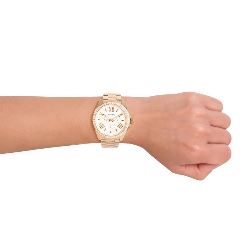 Fossil Cecile Chronograph Gold Dial Gold Steel Strap Watch for Women - AM4482 Buy Now By Fossil