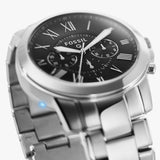 Fossil Grant Chronograph Black Dial Silver Steel Strap Watch for Men - FS4736 Buy Now By Fossil