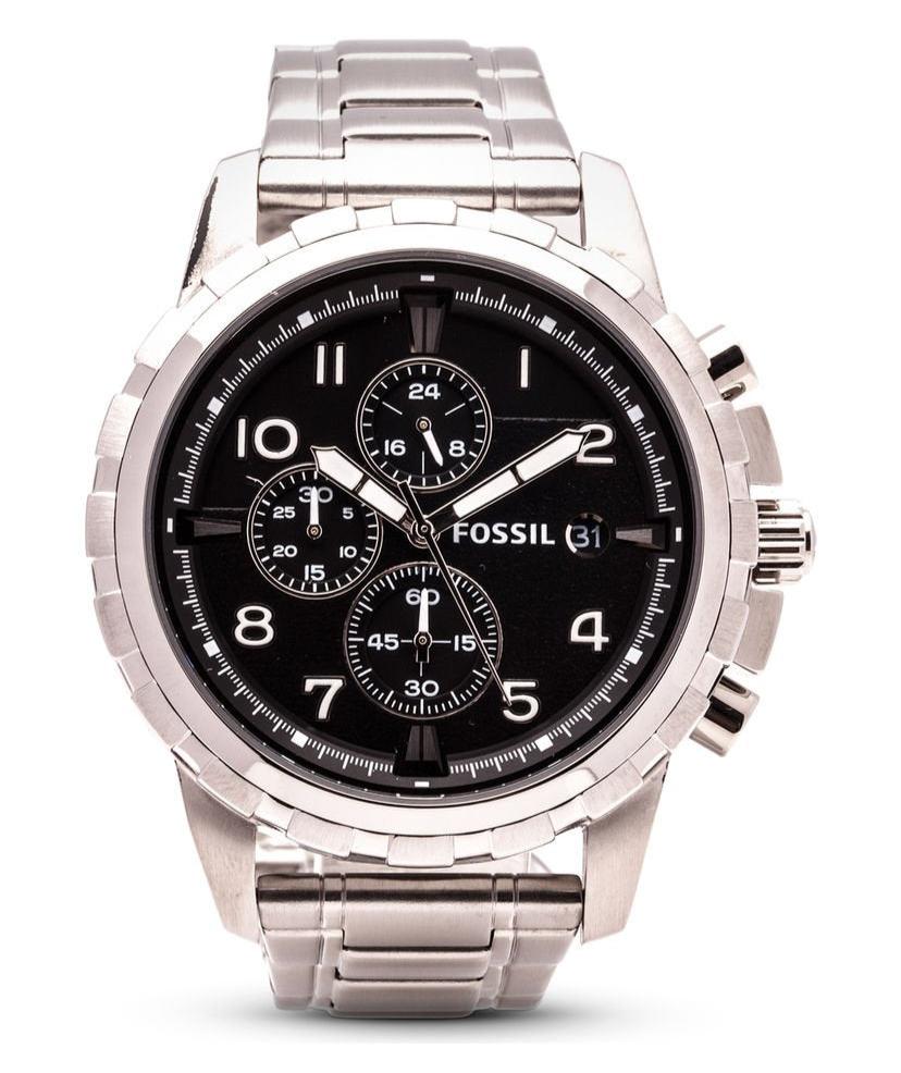 Fossil Dean Chronograph Black Dial Silver Steel Strap Watch for Men - FS4542 Buy Now By Fossil