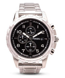 Fossil Dean Chronograph Black Dial Silver Steel Strap Watch for Men - FS4542 Buy Now By Fossil