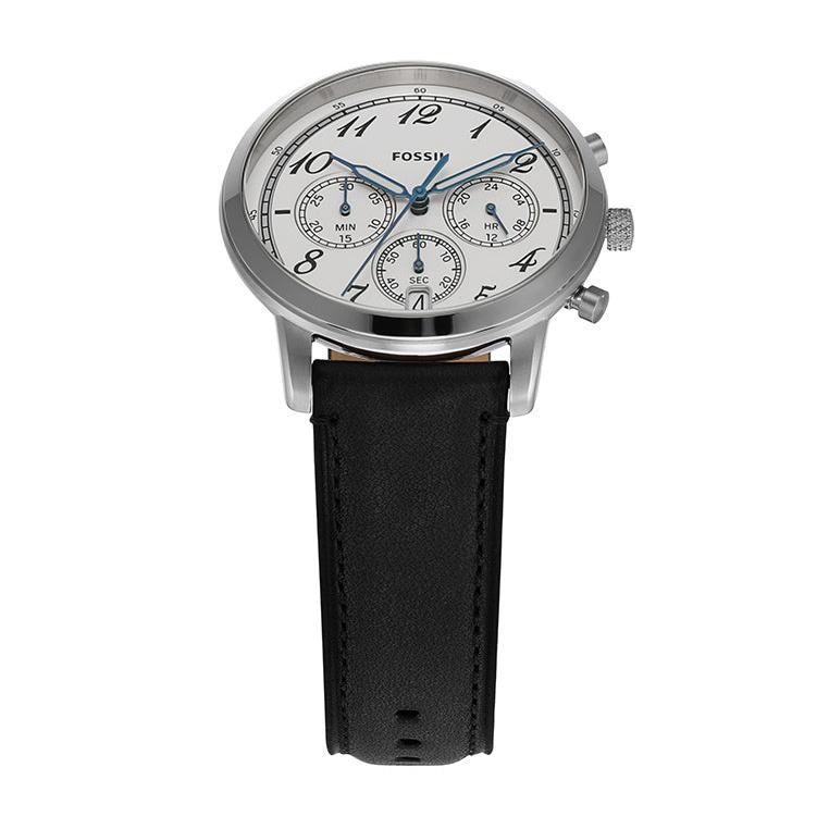 Fossil Neutra Chronograph White Dial Black Leather Strap Watch for Men - FS6023 Buy Now By Fossil