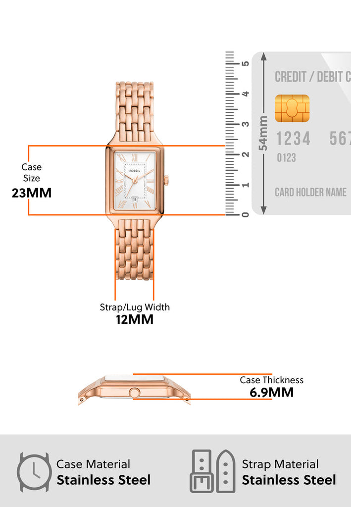 Fossil Raquel Three Hand Date White Dial Rose Gold Steel Strap Watch For Women - ES5271 Buy Now By Fossil