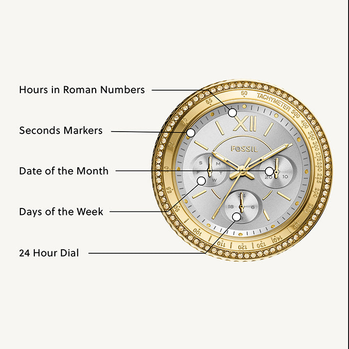 Fossil Stella Sport Multifunction Silver Dial Two Tone Steel Strap Watch for Women - ES5107 Buy Now By Fossil