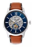 Fossil Townsman Automatic Skeleton Blue Dial Brown Leather Strap Watch for Men - ME3154 Buy Now By Fossil