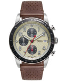 Fossil Sport Tourer Chronograph White Dial Brown Leather Strap Watch for Men - FS6042 Buy Now By Fossil