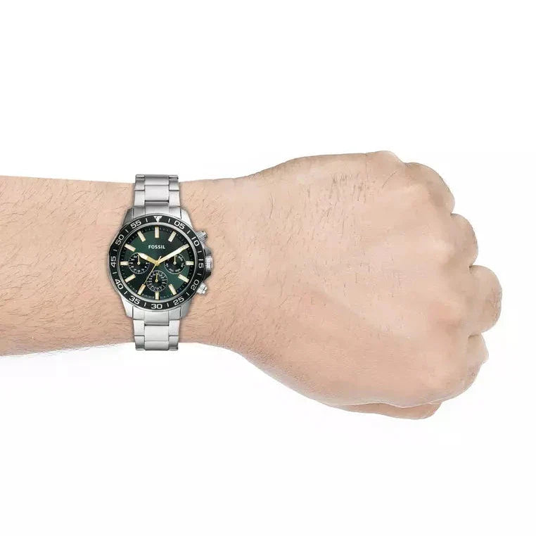 Fossil Bannon Chronograph Green Dial Silver Steel Strap Watch for Men - BQ2492 Buy Now By Fossil