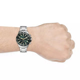 Fossil Bannon Chronograph Green Dial Silver Steel Strap Watch for Men - BQ2492 Buy Now By Fossil