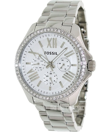 Fossil Cecile Chronograph Silver Dial Silver Steel Strap Watch for Women - AM4481 Buy Now By Fossil
