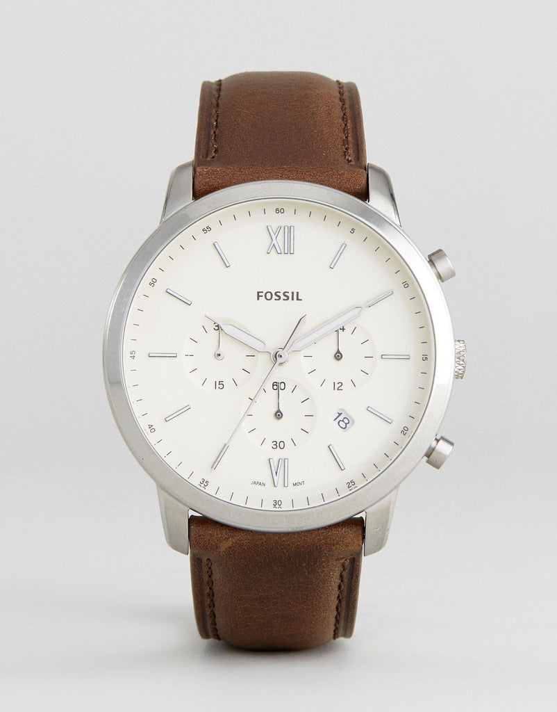 Fossil Neutra Chronograph White Dial Brown Leather Strap Watch for Men - FS5380 Buy Now By Fossil