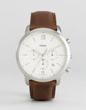 Fossil Neutra Chronograph White Dial Brown Leather Strap Watch for Men - FS5380 Buy Now By Fossil