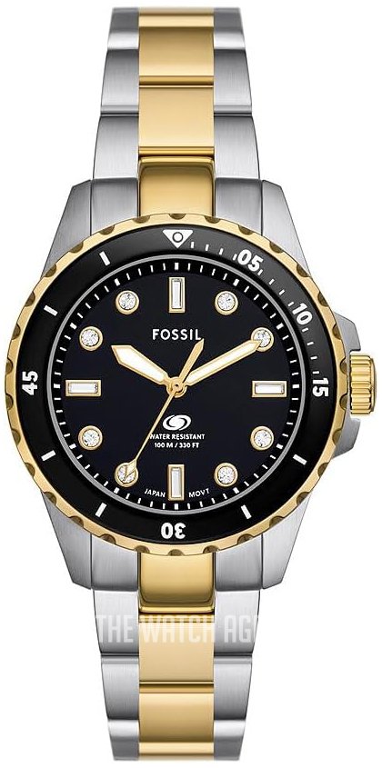 Fossil Blue Dive Three Hand Black Dial Two Tone Steel Strap Watch For Women - ES5349 Buy Now By Fossil