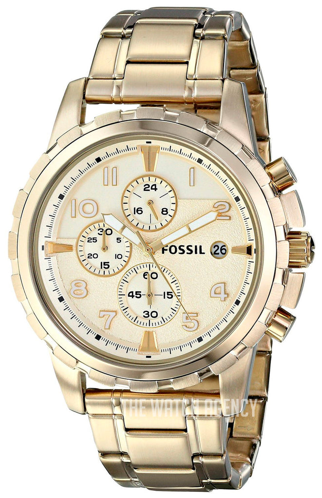 Fossil Dean Chronograph Champagne Dial Gold Steel Strap Watch for Men - FS4867 Buy Now By Fossil