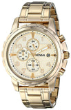 Fossil Dean Chronograph Champagne Dial Gold Steel Strap Watch for Men - FS4867 Buy Now By Fossil
