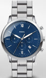 Fossil Neutra Chronograph Blue Dial Silver Steel Strap Watch for Men - FS5792 Buy Now By Fossil