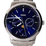 Fossil Neutra Minimalist Moonphase Blue Dial Silver Steel Strap Watch for Men - FS5907 Buy Now By Fossil