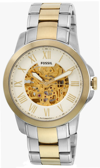 Fossil Grant Automatic Skeleton White Dial Two Tone Steel Strap Watch for Men - ME3112 Buy Now By Fossil