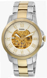 Fossil Grant Automatic Skeleton White Dial Two Tone Steel Strap Watch for Men - ME3112 Buy Now By Fossil