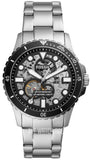 Fossil FB-01 Automatic Skeleton Black Dial Silver Steel Strap Watch for Men - ME3190 Buy Now By Fossil
