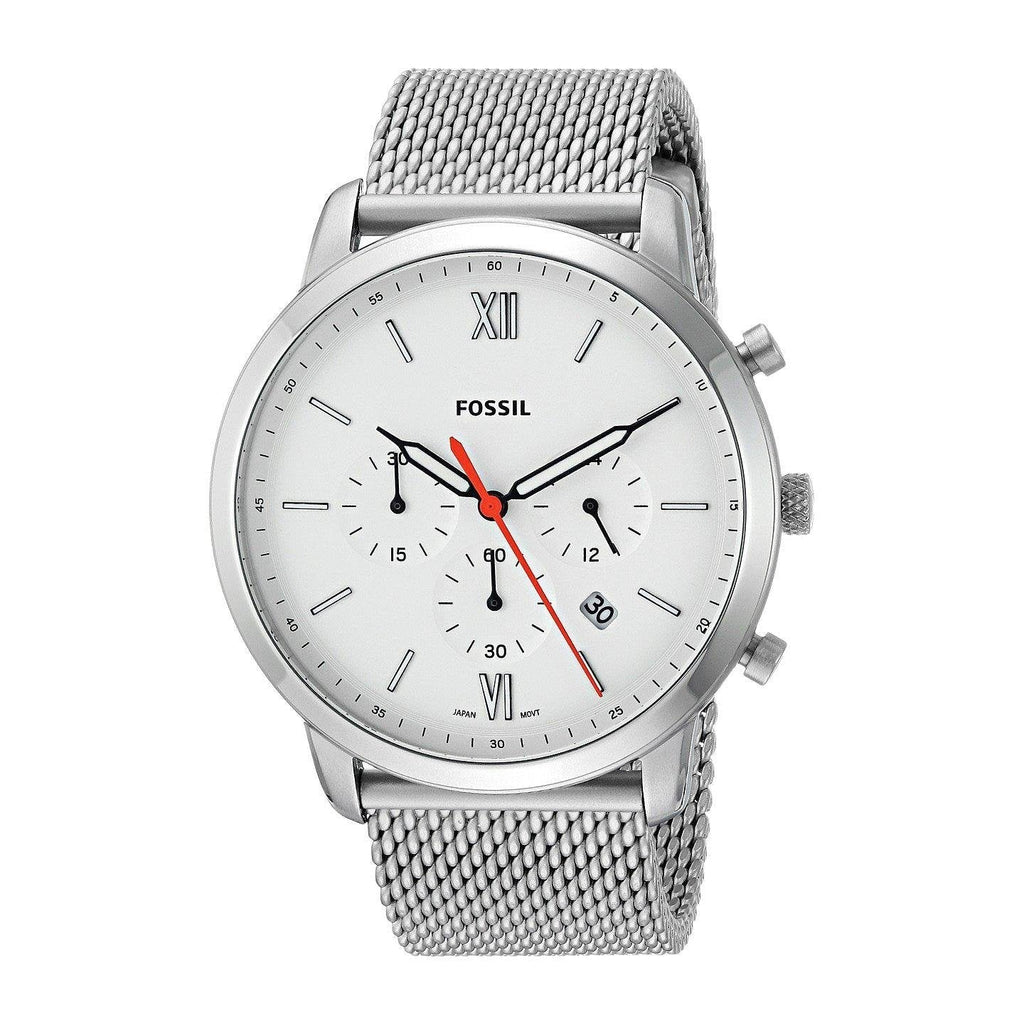 Fossil Neutra Chronograph White Dial Silver Mesh Bracelet Watch for Men - FS5382 Buy Now By Fossil