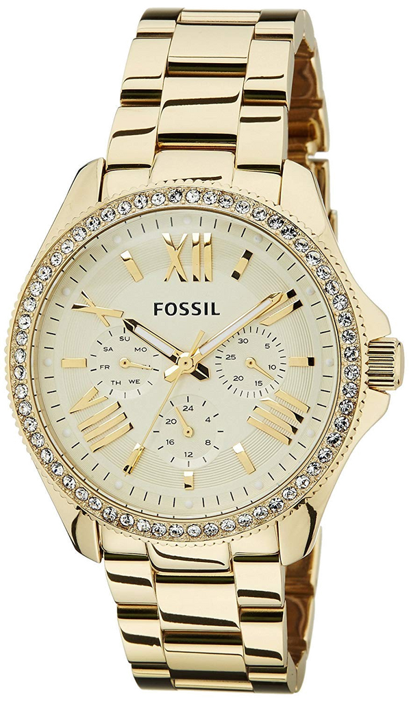 Fossil Cecile Chronograph Gold Dial Gold Steel Strap Watch for Women - AM4482 Buy Now By Fossil
