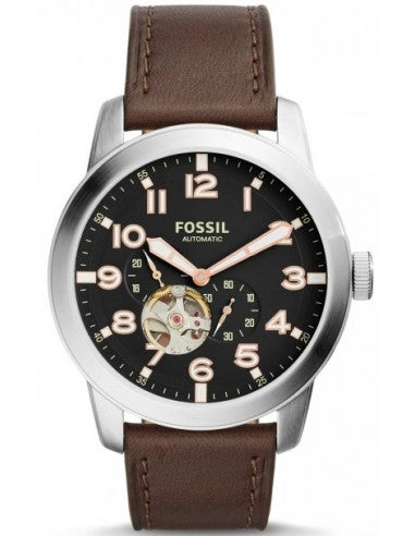 Fossil Pilot 54 Automatic Black Dial Brown Leather Strap Watch for Men - ME3118 Buy Now By Fossil