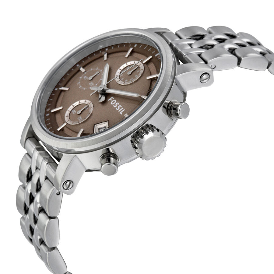 Fossil Boyfriend Chronograph Brown Dial Silver Steel Strap Watch for Women - ES3747 Buy Now By Fossil