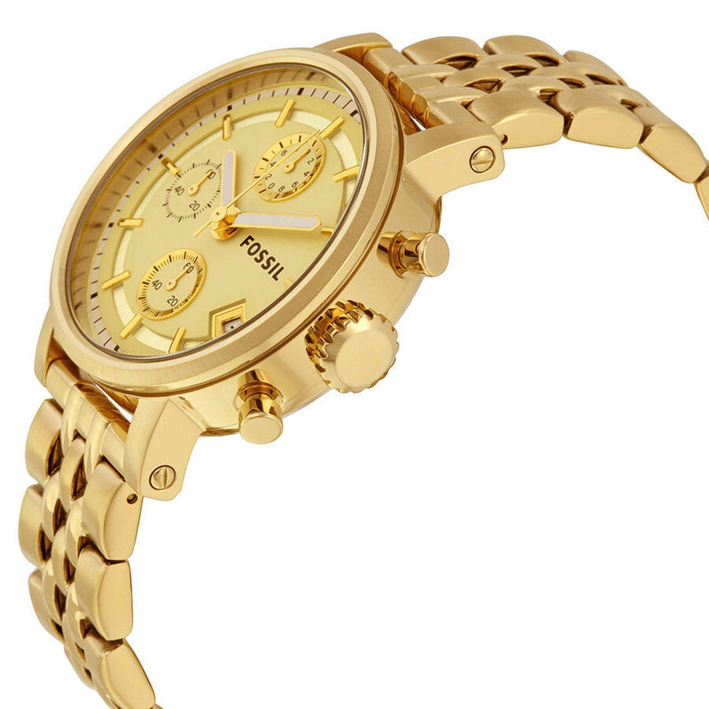 Fossil Boyfriend Chronograph Gold Dial Gold Steel Strap Watch for Women - ES2197 Buy Now By Fossil