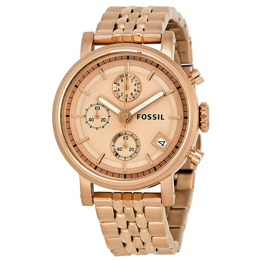Fossil Boyfriend Chronograph Rose Gold Dial Rose Gold Steel Strap Watch for Women - ES3380 Buy Now By Fossil
