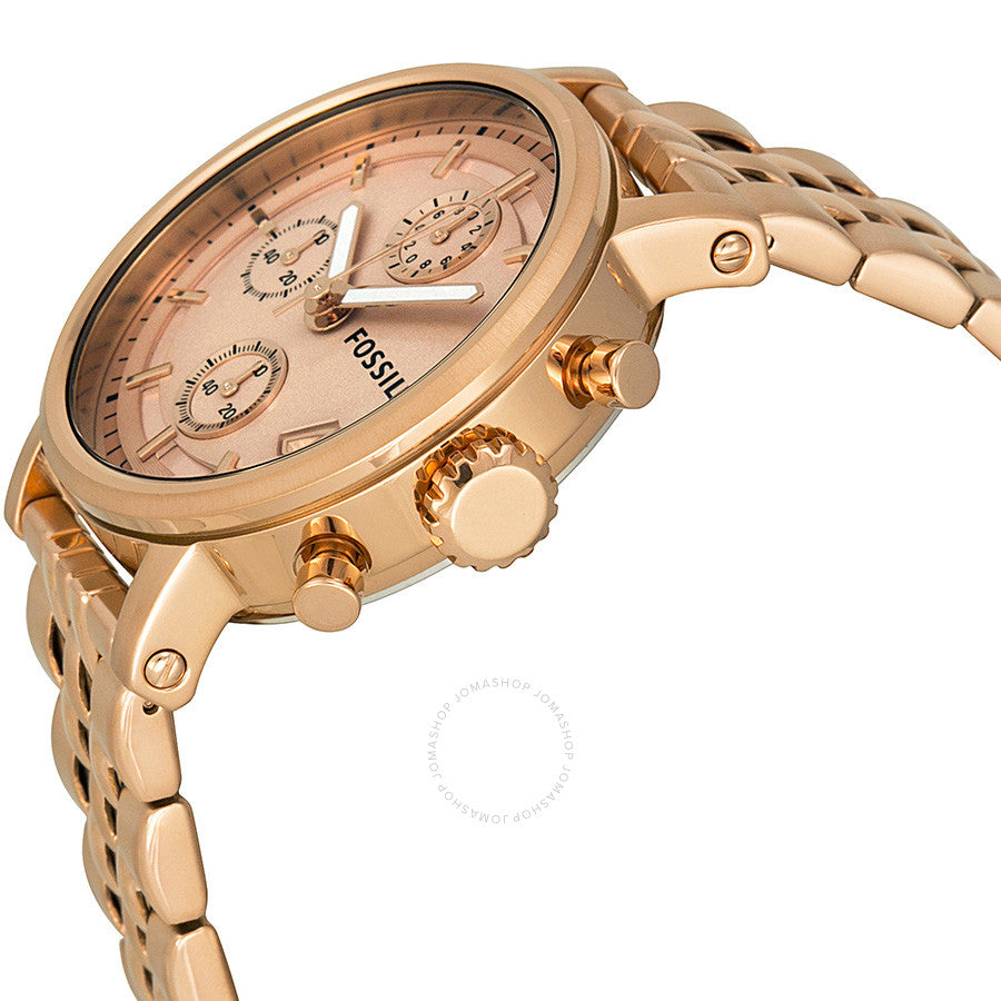 Fossil Boyfriend Chronograph Rose Gold Dial Rose Gold Steel Strap Watch for Women - ES3380 Buy Now By Fossil