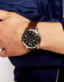 Fossil Grant Chronograph Black Dial Brown Leather Strap Watch for Men - FS4813 Buy Now By Fossil