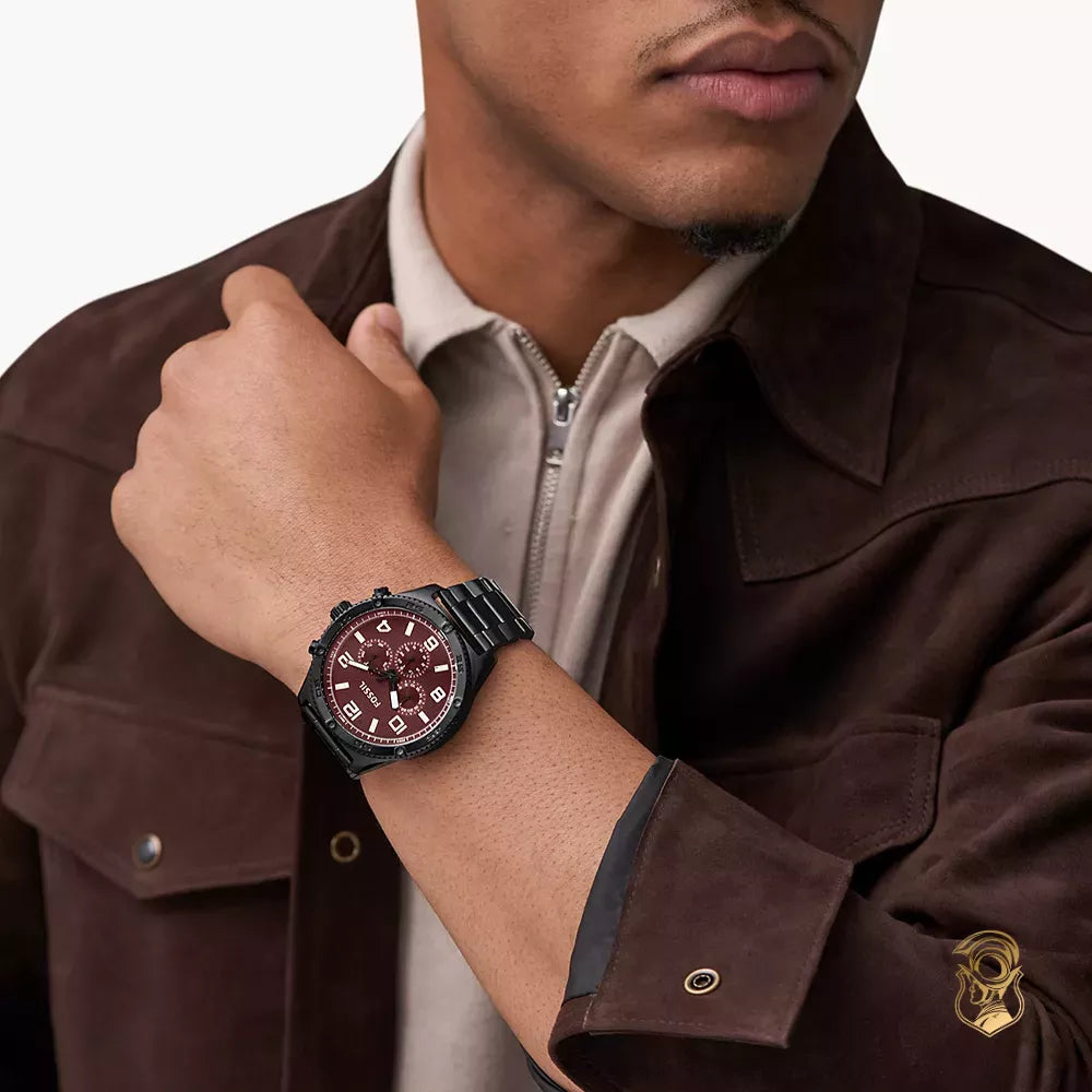 Fossil Brox Multifunction Maroon Dial Black Steel Strap Watch for Women - BQ2803 Buy Now By Fossil
