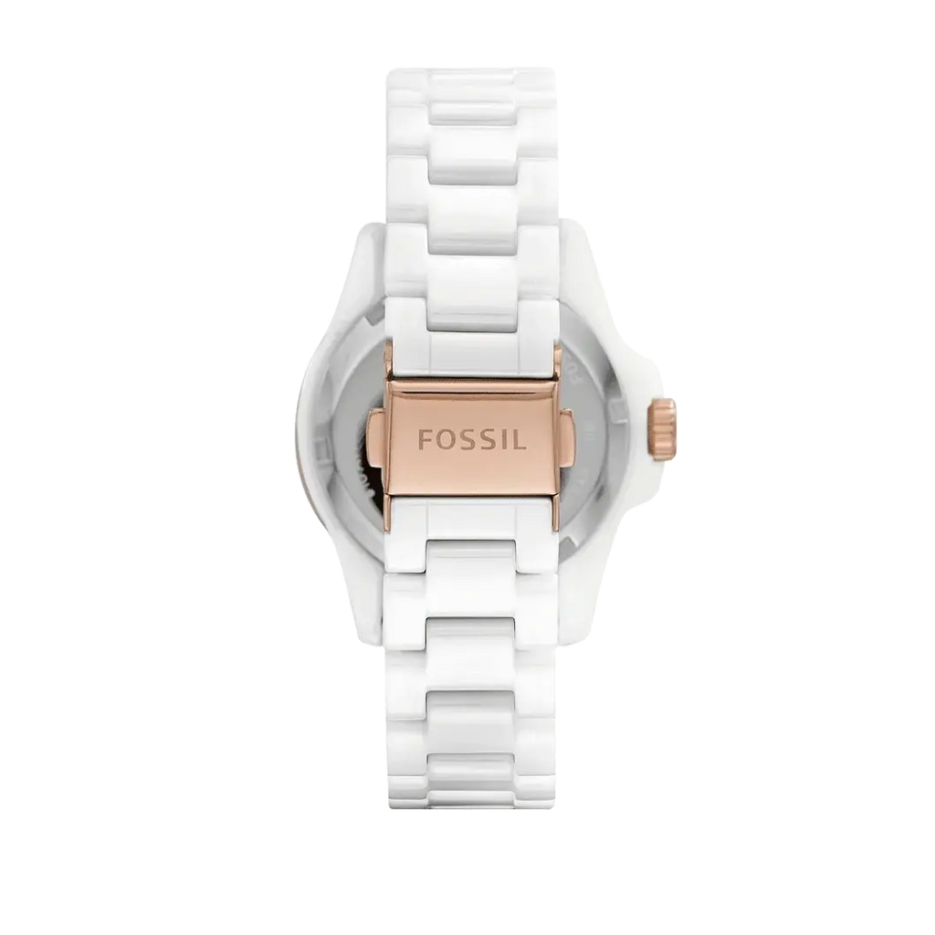 Fossil FB-01 Analog White Dial White Ceramic Strap Watch for Women - CE1107 Buy Now By Fossil