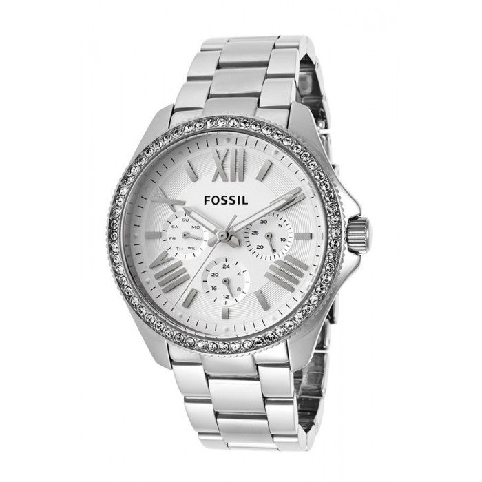 Fossil Cecile Chronograph Silver Dial Silver Steel Strap Watch for Women - AM4481 Buy Now By Fossil