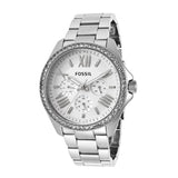 Fossil Cecile Chronograph Silver Dial Silver Steel Strap Watch for Women - AM4481 Buy Now By Fossil
