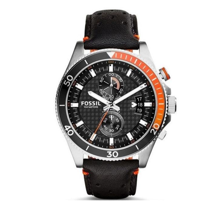 Fossil Wakefield Chronograph Black Dial Black Leather Strap Watch for Men - CH2953 Buy Now By Fossil